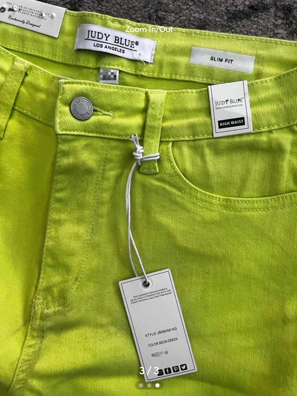 New Judy Blue Neon Green Slim Fit High-Rise Women’s Jeans Size 11 30